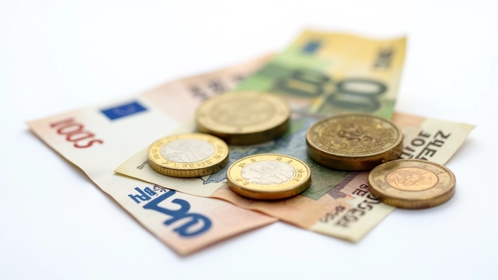 Moedas e notas de euro ao lado de documentos oficiais portugueses, representando custos administrativos de renovação